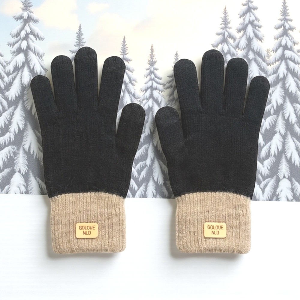 Womens‎ Thermal Touchscreen Winter Finger Driving Knit Gloves One Size Black NWT